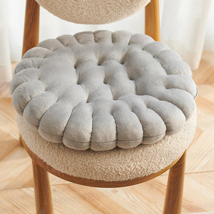Biscuit Shape Cushion Decorative Soft Floor Cushion for Gift Living Room Bar Round Grey