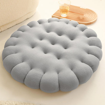 Biscuit Shape Cushion Decorative Soft Floor Cushion for Gift Living Room Bar Round Grey