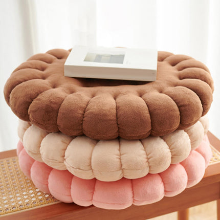 Biscuit Shape Cushion Decorative Soft Floor Cushion for Gift Living Room Bar Round Dark Brown