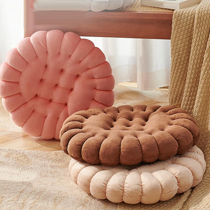 Biscuit Shape Cushion Decorative Soft Floor Cushion for Gift Living Room Bar Round Dark Brown