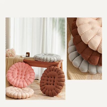 Biscuit Shape Cushion Decorative Soft Floor Cushion for Gift Living Room Bar Round Dark Brown