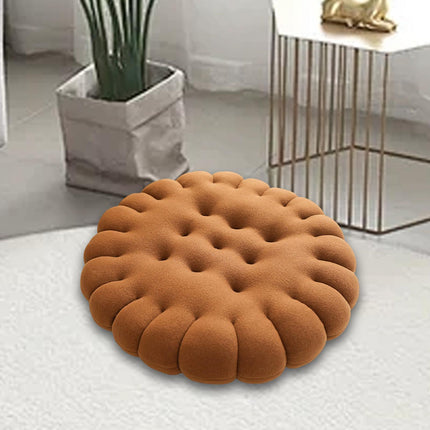 Biscuit Shape Cushion Decorative Soft Floor Cushion for Gift Living Room Bar Round Dark Brown