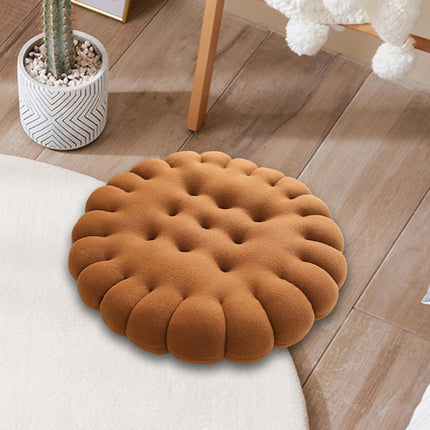 Biscuit Shape Cushion Decorative Soft Floor Cushion for Gift Living Room Bar Round Dark Brown