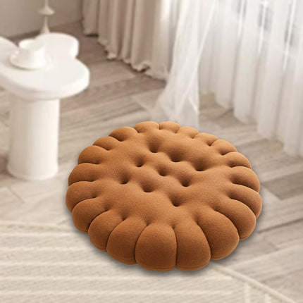 Biscuit Shape Cushion Decorative Soft Floor Cushion for Gift Living Room Bar Round Dark Brown