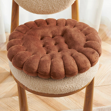 Biscuit Shape Cushion Decorative Soft Floor Cushion for Gift Living Room Bar Round Dark Brown