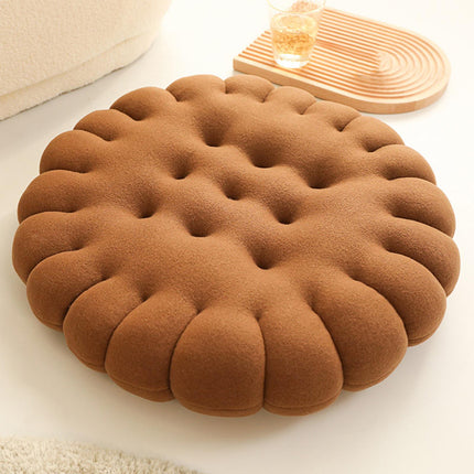 Biscuit Shape Cushion Decorative Soft Floor Cushion for Gift Living Room Bar Round Dark Brown