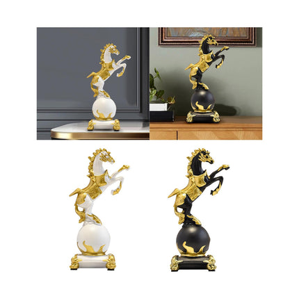 Horse Figurine Nordic Style Animal Sculpture for Cabinet Bedroom Centerpiece White