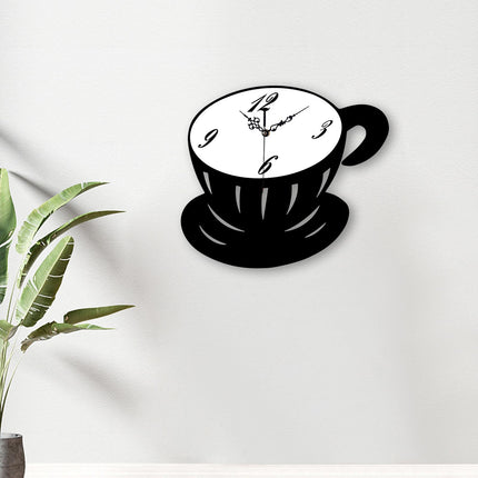 Coffee Cup Wall Clock Fashionable Silent for Living Room Entrance Restaurant