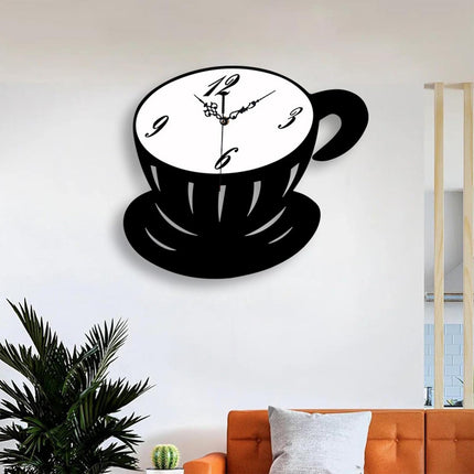 Coffee Cup Wall Clock Fashionable Silent for Living Room Entrance Restaurant
