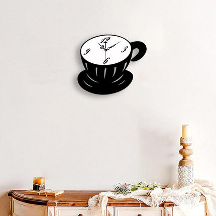 Coffee Cup Wall Clock Fashionable Silent for Living Room Entrance Restaurant