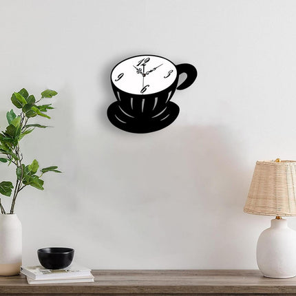 Coffee Cup Wall Clock Fashionable Silent for Living Room Entrance Restaurant