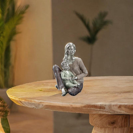 Family Sculpture Holiday Gift Centerpiece Resin Statue for Office Shelf Desk 12x10x14cm mother and kid