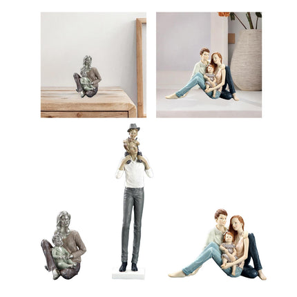 Family Sculpture Holiday Gift Centerpiece Resin Statue for Office Shelf Desk 12x10x14cm mother and kid
