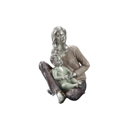 Family Sculpture Holiday Gift Centerpiece Resin Statue for Office Shelf Desk 12x10x14cm mother and kid