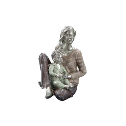 Family Sculpture Holiday Gift Centerpiece Resin Statue for Office Shelf Desk 12x10x14cm mother and kid