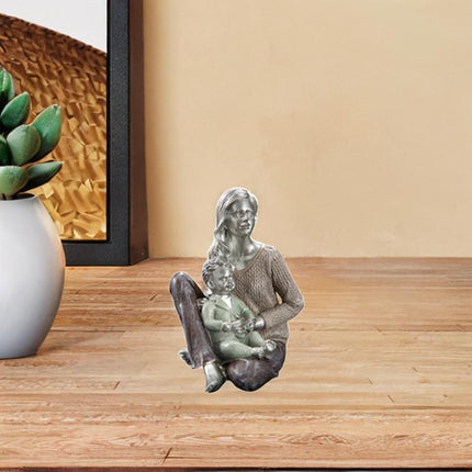 Family Sculpture Holiday Gift Centerpiece Resin Statue for Office Shelf Desk 12x10x14cm mother and kid