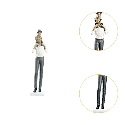 Family Sculpture Holiday Gift Centerpiece Resin Statue for Office Shelf Desk 9.5x7x38cm father and kid