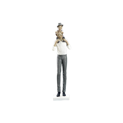 Family Sculpture Holiday Gift Centerpiece Resin Statue for Office Shelf Desk 9.5x7x38cm father and kid