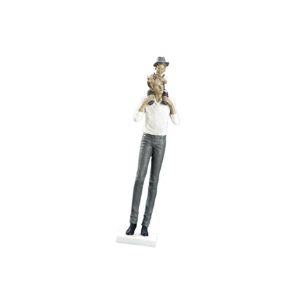 Family Sculpture Holiday Gift Centerpiece Resin Statue for Office Shelf Desk 9.5x7x38cm father and kid