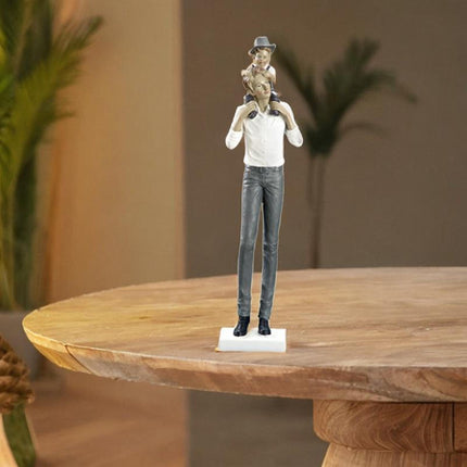 Family Sculpture Holiday Gift Centerpiece Resin Statue for Office Shelf Desk 9.5x7x38cm father and kid