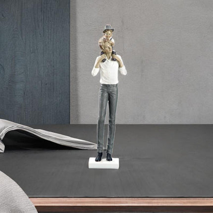 Family Sculpture Holiday Gift Centerpiece Resin Statue for Office Shelf Desk 9.5x7x38cm father and kid