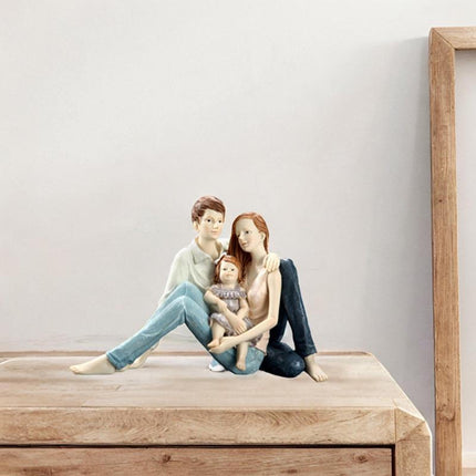 Family Sculpture Holiday Gift Centerpiece Resin Statue for Office Shelf Desk 22x12.5x15cm mother father kid