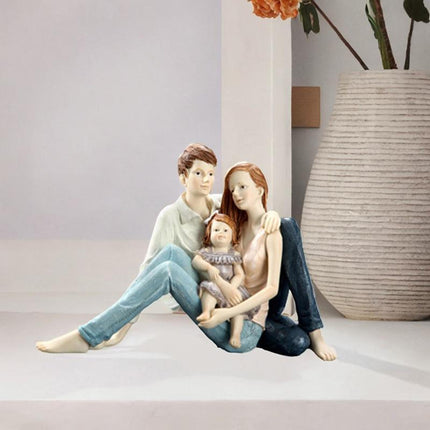 Family Sculpture Holiday Gift Centerpiece Resin Statue for Office Shelf Desk 22x12.5x15cm mother father kid