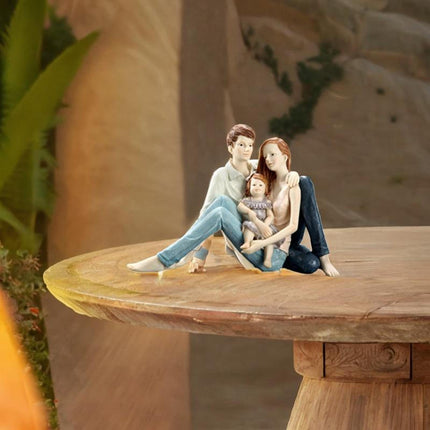 Family Sculpture Holiday Gift Centerpiece Resin Statue for Office Shelf Desk 22x12.5x15cm mother father kid