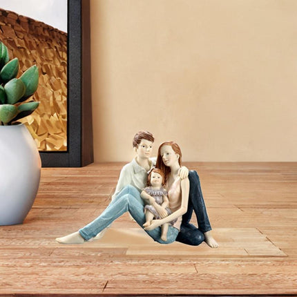 Family Sculpture Holiday Gift Centerpiece Resin Statue for Office Shelf Desk 22x12.5x15cm mother father kid