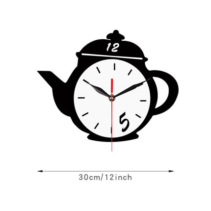 Kettle Wall Clock 30cm Minimalist Silent for Dining Room Bathroom Restaurant