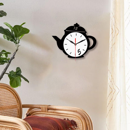 Kettle Wall Clock 30cm Minimalist Silent for Dining Room Bathroom Restaurant