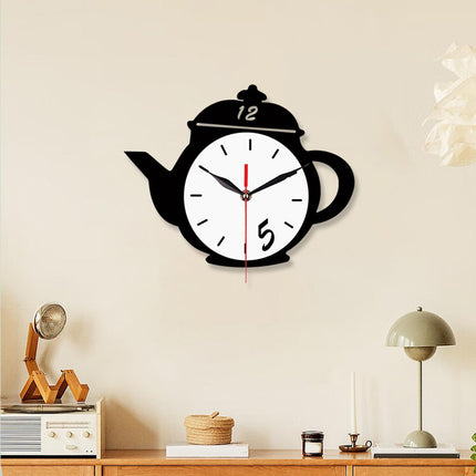 Kettle Wall Clock 30cm Minimalist Silent for Dining Room Bathroom Restaurant