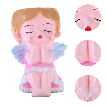 Girl Plant Pot Decoration Tabletop Office DIY Patio Accessories Plant Holder Pink