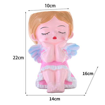 Girl Plant Pot Decoration Tabletop Office DIY Patio Accessories Plant Holder Pink