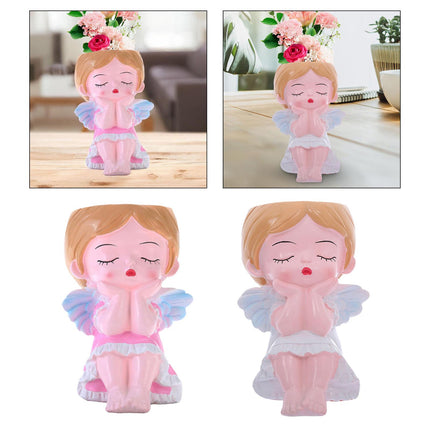 Girl Plant Pot Decoration Tabletop Office DIY Patio Accessories Plant Holder Pink
