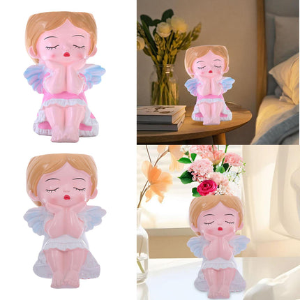 Girl Plant Pot Decoration Tabletop Office DIY Patio Accessories Plant Holder Pink