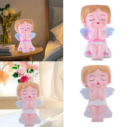 Girl Plant Pot Decoration Tabletop Office DIY Patio Accessories Plant Holder Pink