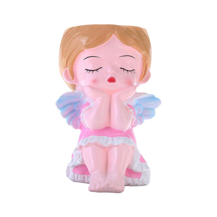 Girl Plant Pot Decoration Tabletop Office DIY Patio Accessories Plant Holder Pink