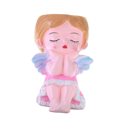 Girl Plant Pot Decoration Tabletop Office DIY Patio Accessories Plant Holder Pink