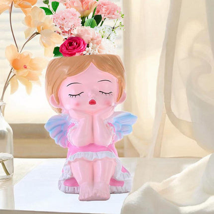 Girl Plant Pot Decoration Tabletop Office DIY Patio Accessories Plant Holder Pink