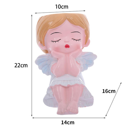 Girl Plant Pot Decoration Tabletop Office DIY Patio Accessories Plant Holder White