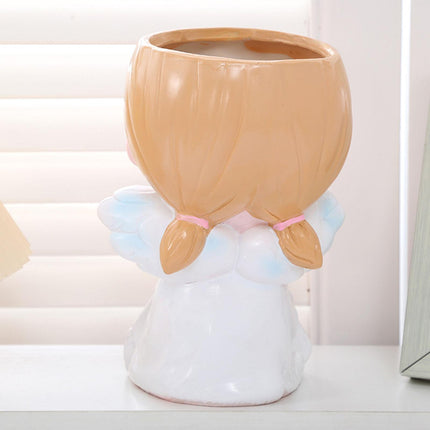 Girl Plant Pot Decoration Tabletop Office DIY Patio Accessories Plant Holder White