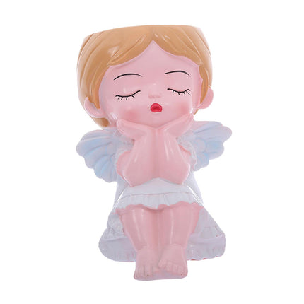 Girl Plant Pot Decoration Tabletop Office DIY Patio Accessories Plant Holder White