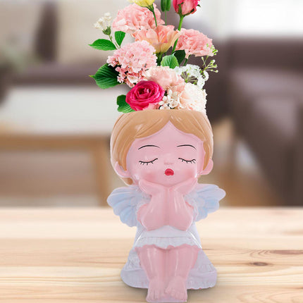 Girl Plant Pot Decoration Tabletop Office DIY Patio Accessories Plant Holder White
