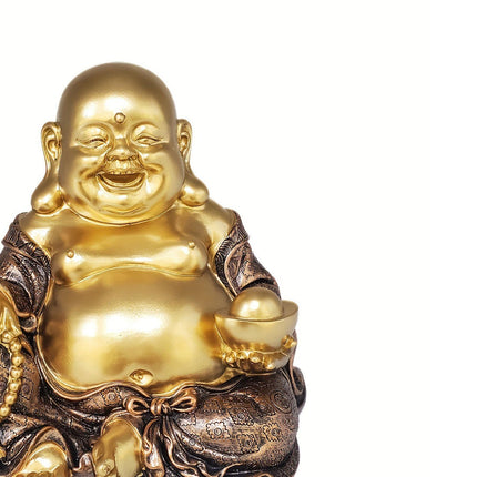 Maitreya Buddha Sculpture Gold Figurines for Fireplace Dining Room Bookshelf