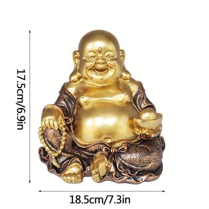 Maitreya Buddha Sculpture Gold Figurines for Fireplace Dining Room Bookshelf
