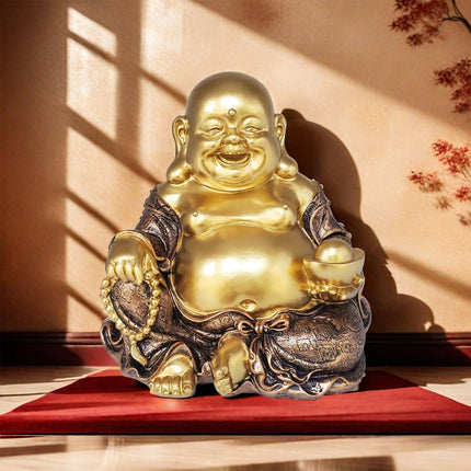 Maitreya Buddha Sculpture Gold Figurines for Fireplace Dining Room Bookshelf