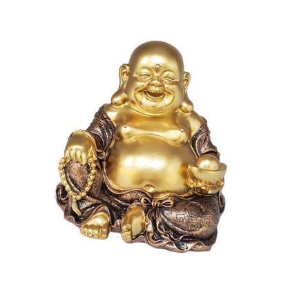 Maitreya Buddha Sculpture Gold Figurines for Fireplace Dining Room Bookshelf