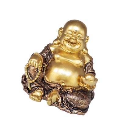 Maitreya Buddha Sculpture Gold Figurines for Fireplace Dining Room Bookshelf