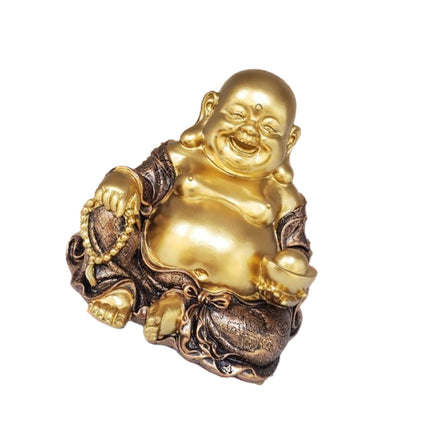 Maitreya Buddha Sculpture Gold Figurines for Fireplace Dining Room Bookshelf